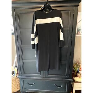 NWT Nina Leonard Black and White Color Block Swing Dress 1X